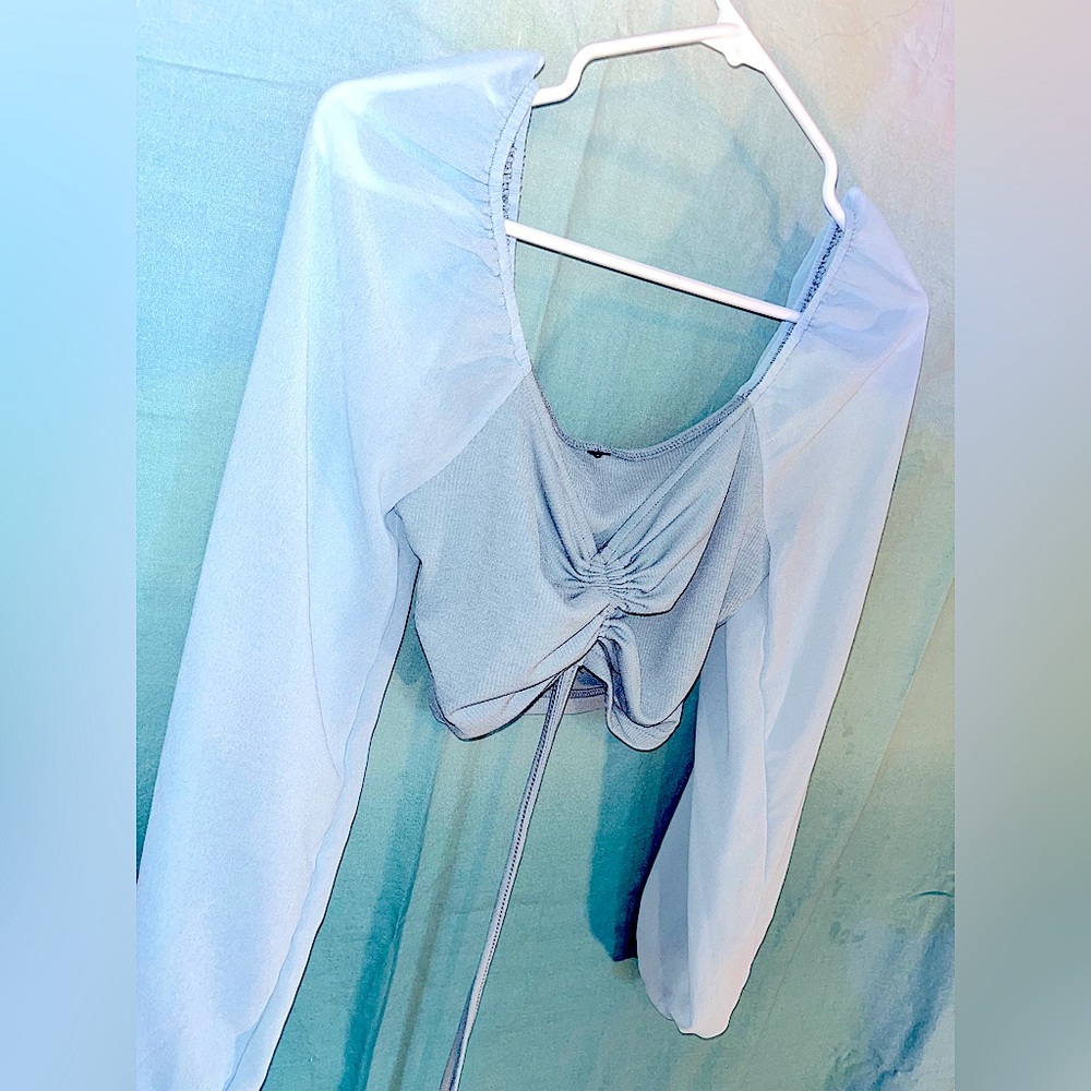 *NEW* Blue crop top w/ flowy arms